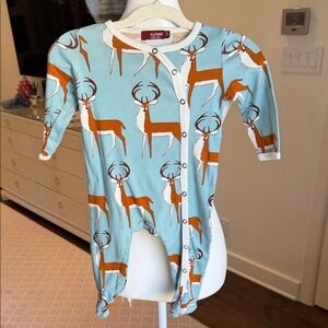 Milkbarn - Baby Light Blue and Brown Buck Deer Onesie Footie - Size: 3-6M